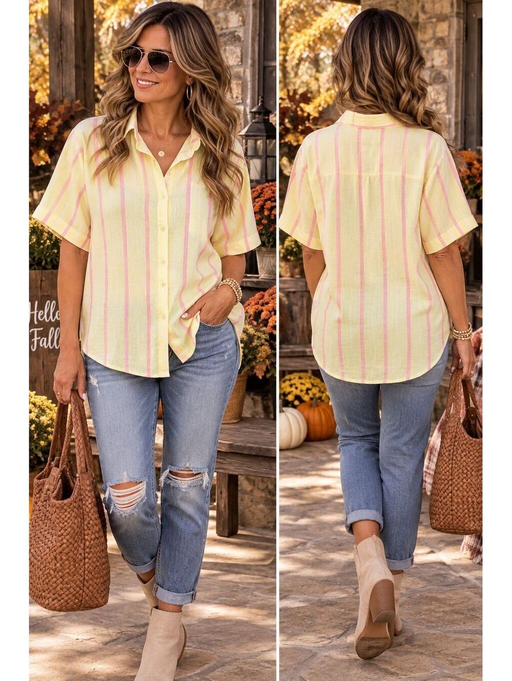 Petal & Pup short sleeve button down blouse Sz large